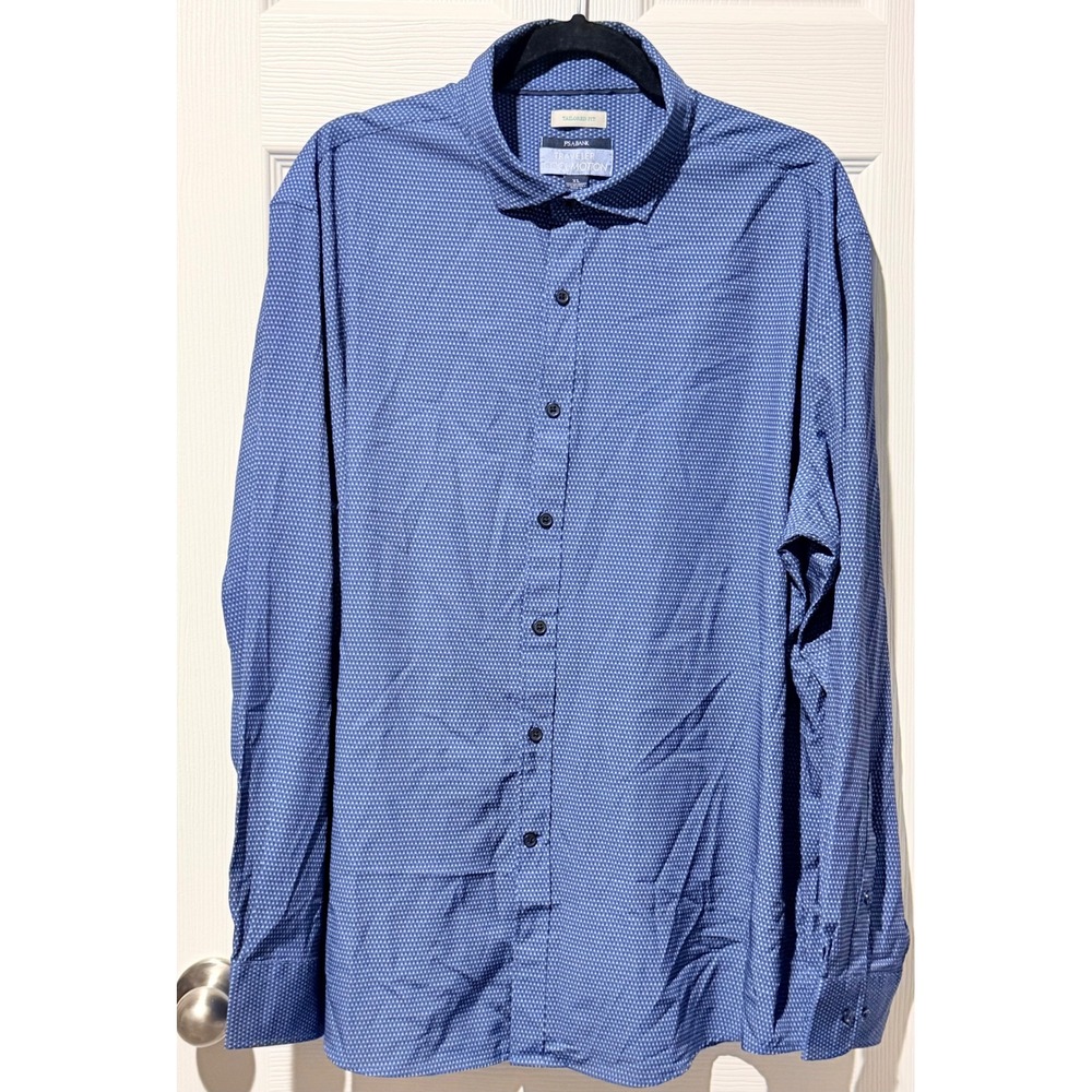 Jos. A. Bank Traveler Cool Motion Blue Geometric Shirt Mens XL Tailored Fit